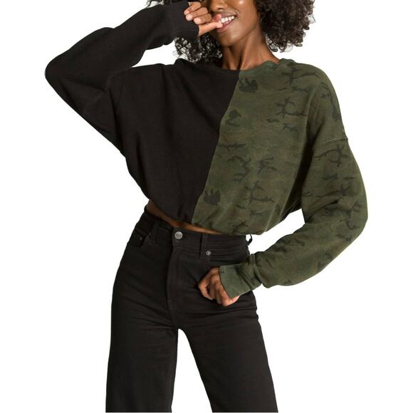 n:PHILANTHROPY Oversized Black and Green Long Sleeve Sweatshirt - Picture 1 of 6